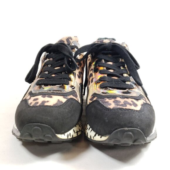 Steve Madden Bema Leopard Print Sneakers Black Gold Womens Size 8 - Picture 6 of 9